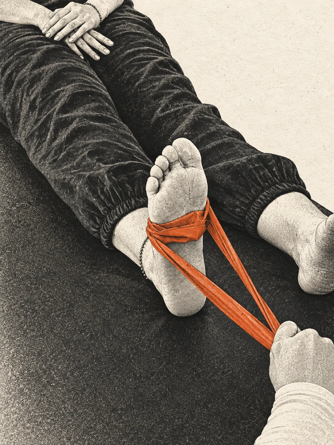 Physiotherapeutische Übung mit einem Trainingsband.