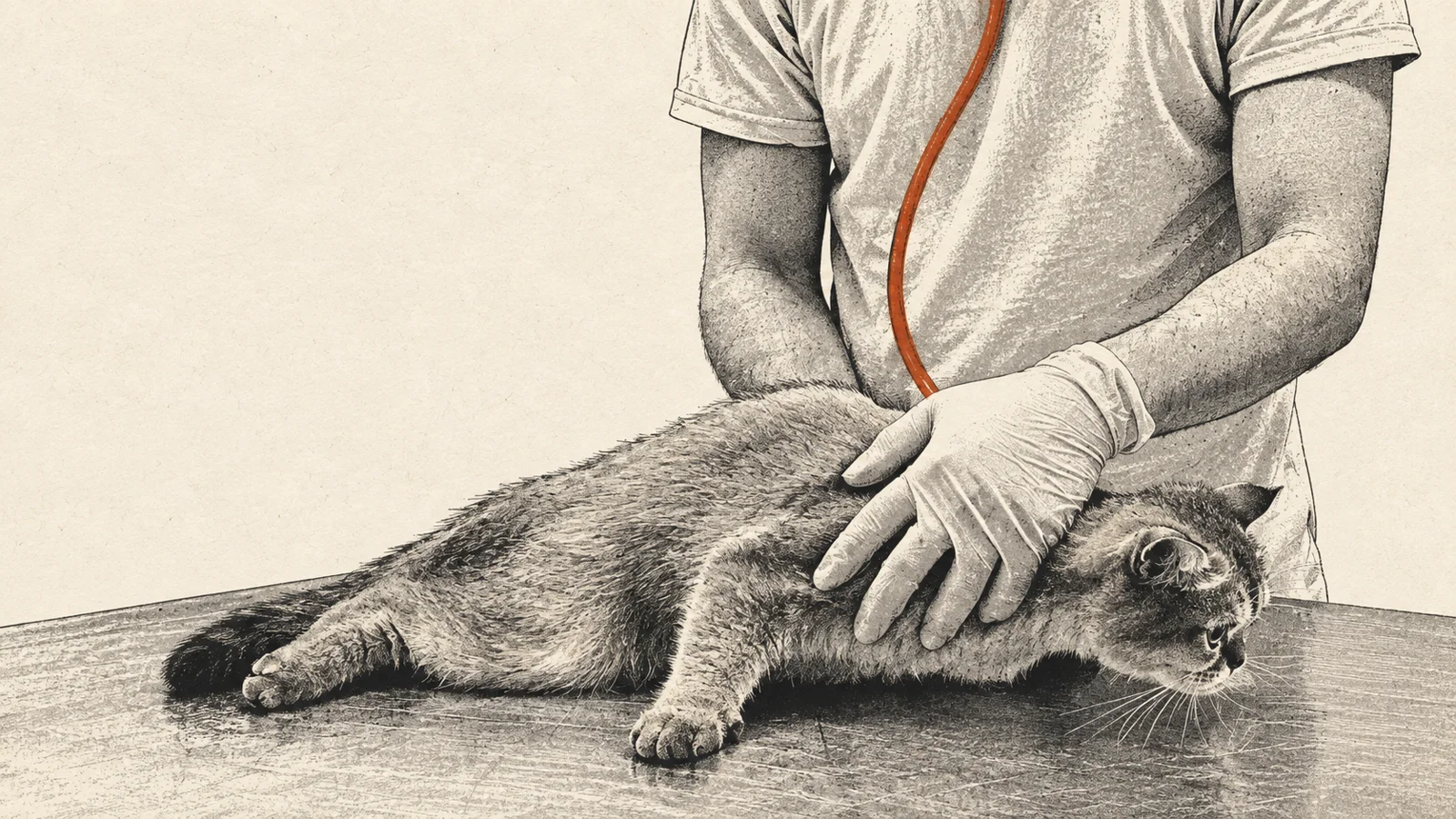 Eine Katze bei einer tierärztlichen Untersuchung.