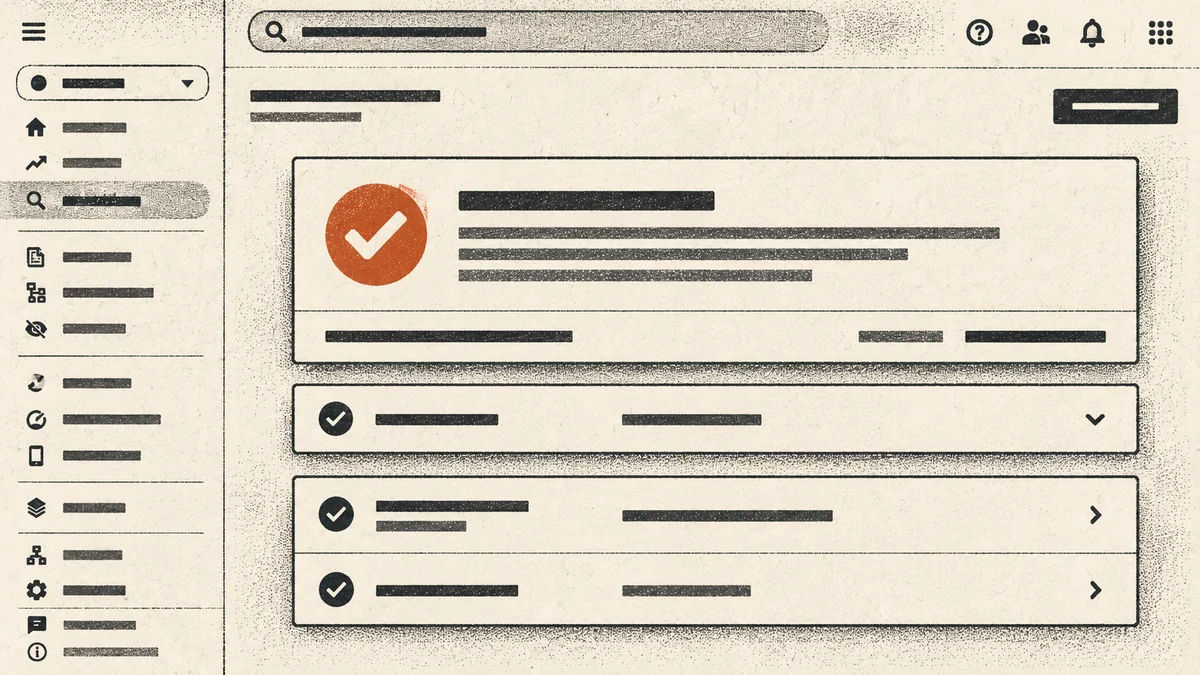 Illustrierte URL-Prüfung in der Google Search Console mit bestätigtem Status.
