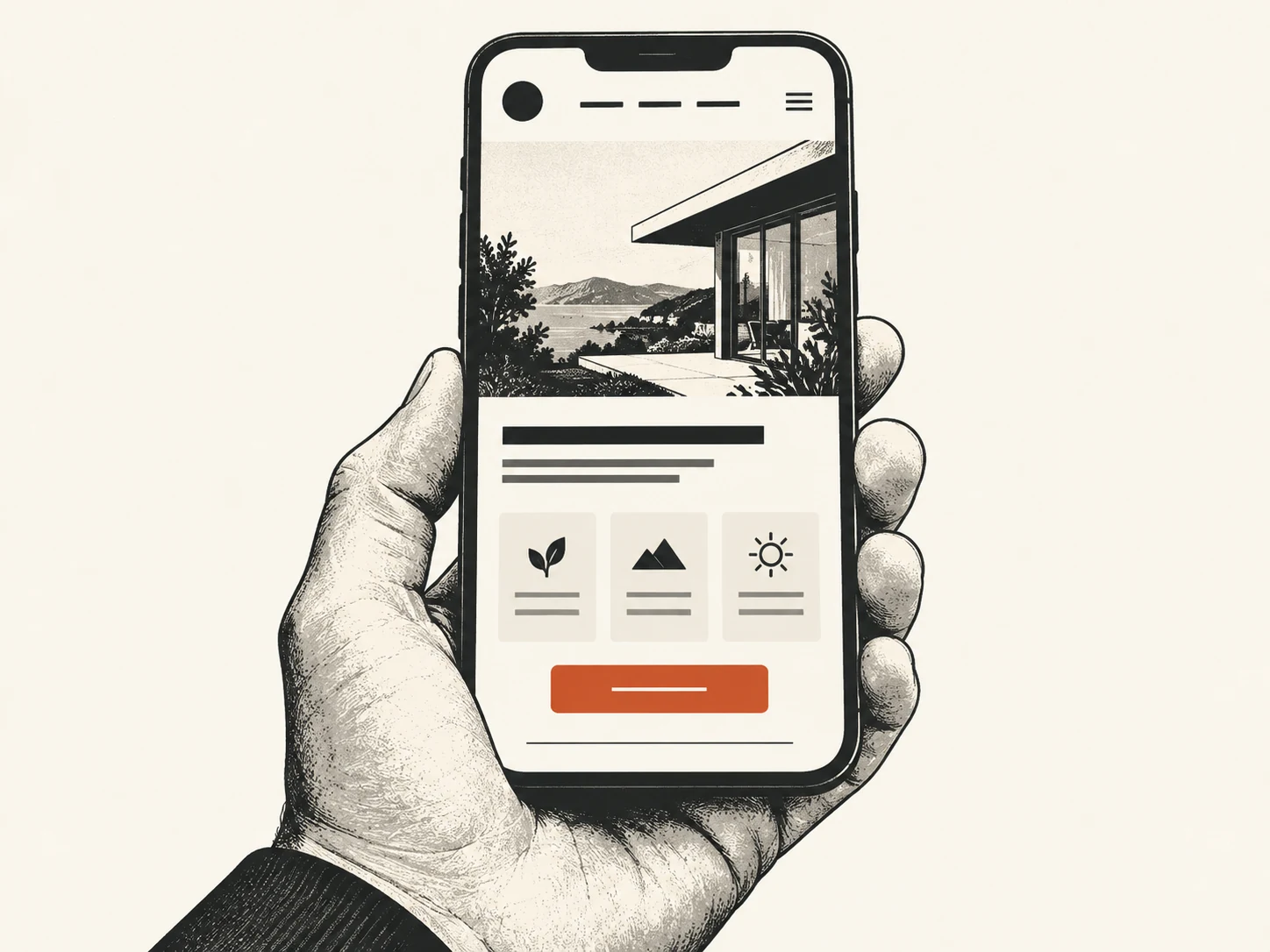 Fertige Website auf einem Smartphone.