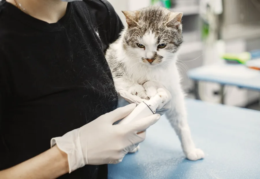 Junge Katze wird auf dem Behandlungstisch untersucht